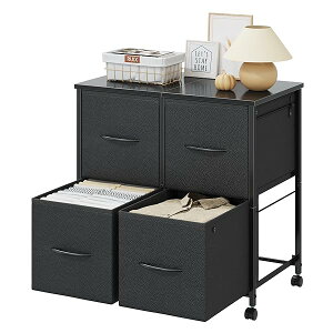 【送料無料】チェスト タンス キャスター付き 衣装ケース 布製引き出し【幅38×奥行57×高さ65cm】たんす 脱衣所 衣類収納 リビング 寝室 玄関 転倒防止 省スペース 一人暮らし(ブラック)