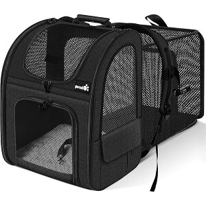 【送料無料】ペット猫 キャリーバッグ 猫用 犬用 リュック 猫 キャリー リュックメッシュ窓 通気性 拡張可能 2WAY ペット用バックパック 折り畳み お出かけ ドライブ 旅行 通院 防災 避難用