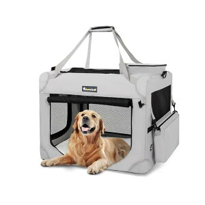 【送料無料】ソフトクレート 大型犬 大空間な犬用クレート 折りたたみペットケージ 4面メッシュ 折りたたみ簡単 省スペース 頑丈耐久 洗濯可能 ロック付き クレート大型犬 25kgまで『室内休