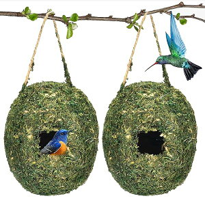 【送料無料】鳥の巣 2個セット 巣箱 インコ 繁殖ボックス 鳥かご 巣箱 屋外 バードハウス 野鳥 観察 冬 鳥 隠れ家 吊り下げ式 天然素材 インコ ハムスターなどの小動物用 鳥用品