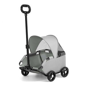 【送料無料】ペットカート 犬カート 4輪 小型犬 組み立て簡単 折りたたみ式 軽量ファッション (グレー)