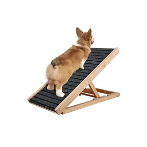 【送料無料】ペットスロープ 木製 ドッグ スロープ ヘルニア防止 2段 調節可能 折りたたみ 耐荷重60kg 犬用安全スロープ 収納便利 ペットの階段 小型 中型 大型犬 高齢犬 老犬適応