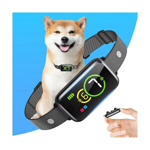【送料無料】無駄吠え防止 首輪 電流ショック不使用 全自動式 吠え防止器具 40g超軽量 小中型犬専用 犬しつけ IP67防水 USB充電式 7段階ピーの音&振動 日本語説明書付き (Black+Grey)