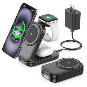 yz3in1 magsafe[d ܂ݎ RpNg CX[d [d 2.5-10Wo X^h iPhone 16/15/14/13/12V[Y/Airpods 2/3/pro/Apple WatchɑΉ y o