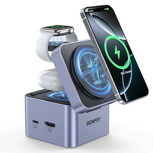 yz3-in-1 ܂肽ݎ MagSafe [dX^h USB-C nutAiPhone 16/15/14/13/12AApple Watch  AirPods pCX[dXe[VBHDMIi4K@60HzjA100W