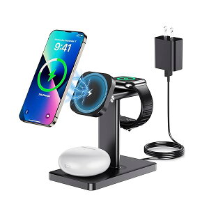yzCX[d Magsafe[d 3in1 }Olbg }OZ[t[d Qi}[d 3̃foCX[d 15W/10W/7.5W iPhone/Apple Watch/AirpodsɑΉ({,18WQC3.0