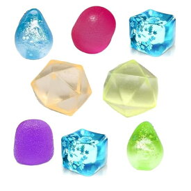 【送料無料】スクイーズ ボール 水飴 ストレス 解消 握る ミニ キューブ 宝石 水滴 フィジェット おもちゃ 8個セット