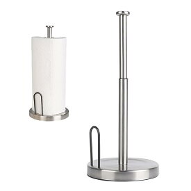 【送料無料】キッチンペーパーホルダー ロール紙ホルダー ラップスタンド 伸縮可能な長さ 縦型 ステンレス製 しっかりと固定できる吸盤 いつでも移動可能 組み立ても簡単 穴あけ不要 キッチンやバスルームで、さまざまな長さのロールやクリン グフィルムに適