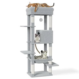 【送料無料】キャットタワー スリム 据え置き ハンモック キャットハウス 大型猫用 つめと