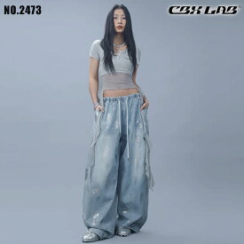 12/9まで★最大1000円OFFクーポンあり! 【CBX LAB】パンツ レディース デニム ダメージ ダンス 衣装 ライトブルー 秋 春 冬 練習着 レッスン着 ストリート hiphop ヒップホップ ガールズ ダンスウェア