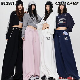 12/9まで★最大1000円OFFクーポンあり! 【CBX LAB】スウェットパンツ レディース イージーパンツ ダンス ワイドパンツ 衣装 秋 春 夏 冬 ピンク ブラック ネイビー ホワイト 練習着 レッスン着 ストリート hiphop ヒップホップ ガールズ ダンスウェア
