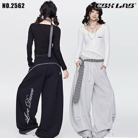 12/9まで★最大1000円OFFクーポンあり! 【CBX LAB】スウェットパンツ レディース イージーパンツ ダンス ワイドパンツ 衣装 カーブパンツ kpop 韓国 秋 春 夏 冬 ピンク ブラック グレー 練習着 レッスン着 ストリート hiphop ヒップホップ ガールズ ダンスウェア