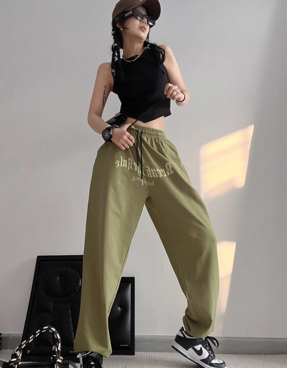 楽天市場 スウェットパンツ ダンス カーキ 色 緑 グリーン 衣装 練習着 綿 春 夏 秋 Hiphop ヒップホップ ストリート大人 韓国 Kpop 部屋着 ロングパンツ レディース ガールズ Royal Dance