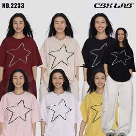 6/5 18:00-23:59限定10%offクーポン! 【CBX LAB】トップス tシャツ 半袖 レディース ダンス 星柄 ブラック フィットネス スポーツウェア ワインレッド ブラック ホワイト ピンク カーキ イエロー 衣装 ストリート kpop ガールズ ダンスウェア