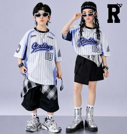 6/14-15限定★10%OFFクーポン! ダンス衣装 キッズ ヒップホップ ベースボールシャツ 男の子 女の子 HIPHOP ジャズダンス K-POP 韓国 子供服 半袖 Tシャツ オーバーサイズ ストリート 演出服 発表会 レッスン着 チーム衣装 ジュニア Royal Dance ロイヤルダンス