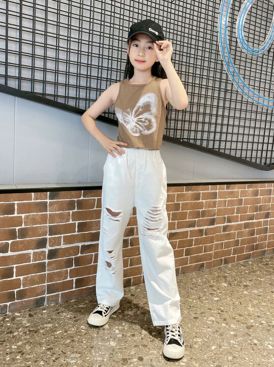 楽天市場】キッズ ダンス 衣装 ダメージデニム デニムパンツ おしゃれ 