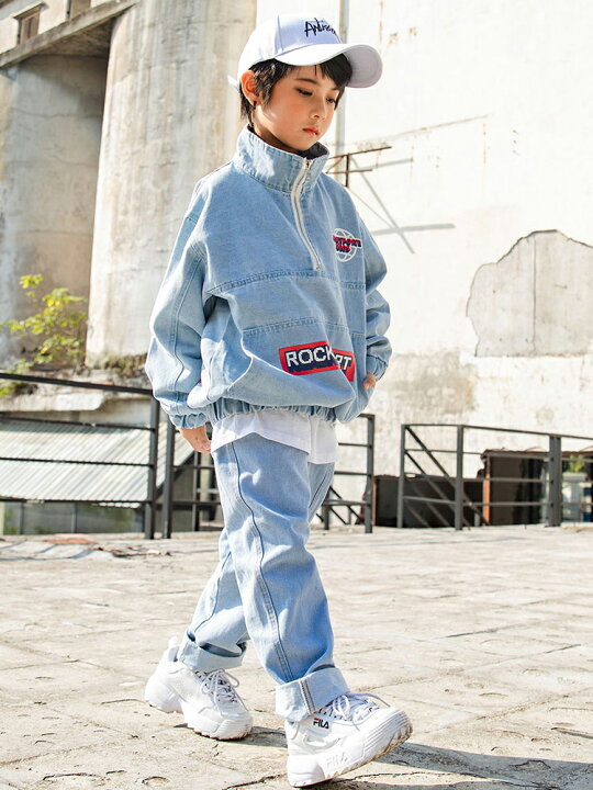 楽天市場 送料無料 キッズダンス衣装 セットアップ デニム ジャケット パンツ ヒップホップ ストリート 子供服 ティーンズ キッズ ガールズ 男の子 女の子 Royal Dance