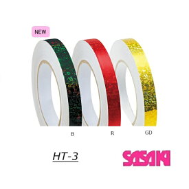 【2026 New color】新体操 カラーミラクルテープ(ホログラム加工) 33m HT-3 SASAKI ササキスポーツ　デコ　フープ　スティック　クラブブラック／レッド／ゴールド