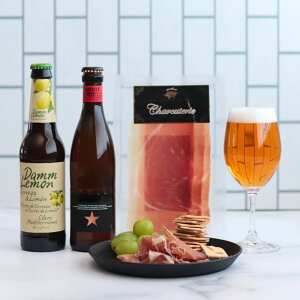 【25日最大P10倍 選べるメッセージカード】ビール 飲み比べ 生ハム おつまみ ギフト イネディット330ml 1本 ダムレモン 330ml 1本 ハモンセラーノ 40g 冷蔵配送 プレゼント おしゃれ 誕生日