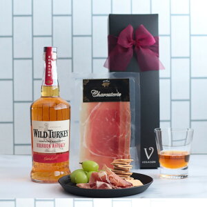 【選べるメッセージカード】ウィスキー おつまみ ギフト 生ハム プレゼント 御祝 ワイルドターキー スタンダード 700ml 1本 生ハム ハモンセラーノ リボン化粧箱包装 誕生日 メッセージ