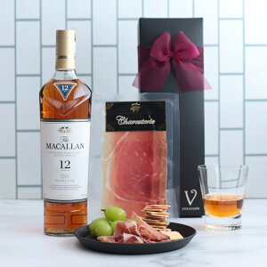 【30日 全品P5倍 選べるメッセージカード】ウイスキー 飲み比べ おつまみ ハム ギフト ザ マッカラン ダブルカスク 12年 生ハム ハモンセラーノ 1pack プレゼント おしゃれ 誕生日 メッセージ