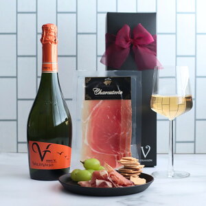 【選べるメッセージカード】ワイン おつまみ ギフト 生ハム プレゼント 御祝 バルディビエソ・ブリュット スパークリングワイン 750ml 1本 生ハム ハモンセラーノ リボン化粧箱包装 誕生日