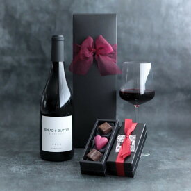 【選べるメッセージカード】赤ワイン チョコレート ギフト ブレッド&バター ピノ・ノワール 750ml 1本 ボンボンショコラ3個 リボン化粧箱