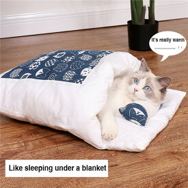 猫ベッド 犬ベッド ペットベッド 猫 寝袋 猫布団 暖かい 柔らかい ふわふわ 犬用 猫用寝袋 ペットベッド クッション ふわふわ 寒さ対策 キャットハウス 半密閉式 猫布団 ふとん 洗える 暖かい 枕付き