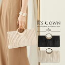 リングハンド パーティーバッグ 大きめサイズ 結婚式 サテン プリーツ フォーマル クラッチバッグ ショルダーバッグ リング ゴールド 成人式 謝恩会【着後レビューで大判ショールプレゼント】FB-00Y047