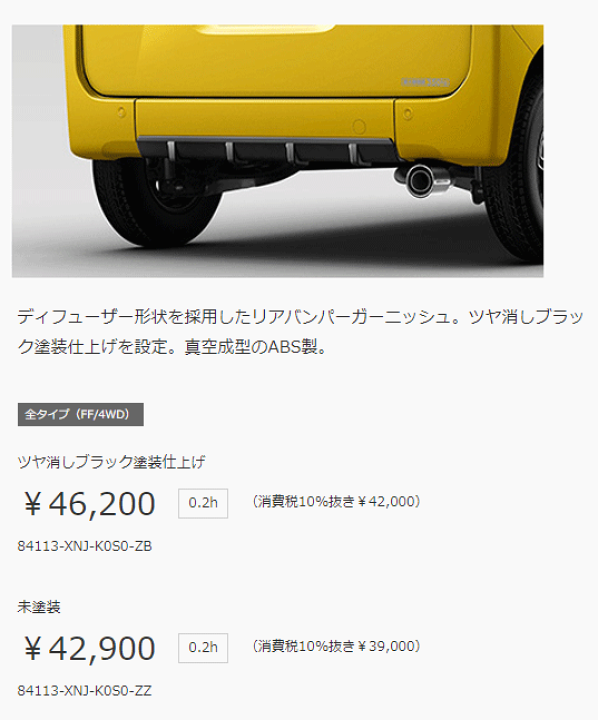 N-VAN　リアバンパー　中央部のみ ホンダ N-VAN（JJ1/JJ2）用リアバンパー センターバンパーのみ