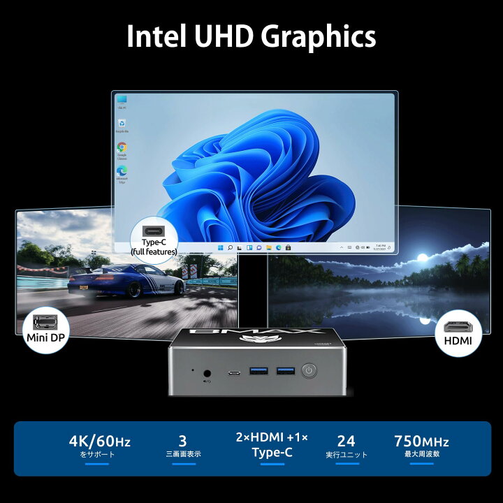 楽天市場】ミニPC 16GB DDR4 512GB SSD Intel N100 Linux(Ubuntu）win 