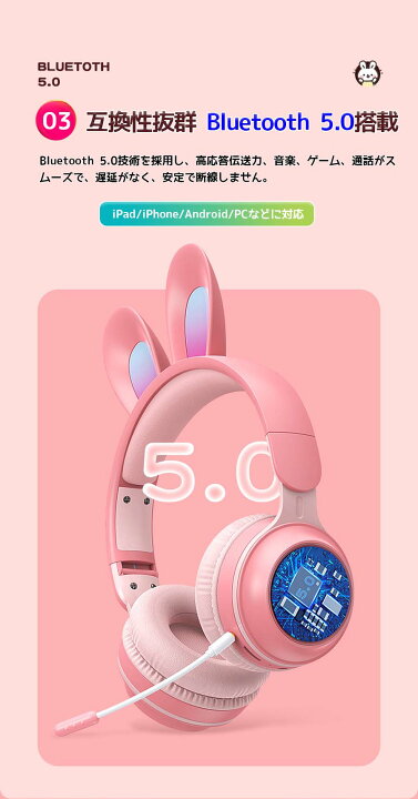 楽天市場】☆即納 ヘッドホン Bluetooth マイク付き 可愛い うさぎ耳 