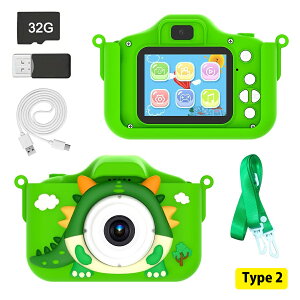 �y2025�ŐV�I�z�L�b�Y �J���� �q���p �g�C�J���� 1080P HD���� �O��J���� ���B�� �^�C�}�[�B�e 2.0�C���`IPS��� 8�{�Y�[�� ���y�v���[���[ �ی�P�[�X�t�� 32GB�J�[�h Type-C�[�d �q�ǂ��p�f�W�^��