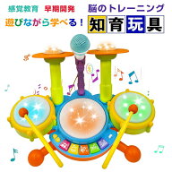 【新登場！】モンテッソーリ おもちゃ ドラムセット 子供 楽器 打楽器 太鼓 マイク付き ハイハイ おもち…