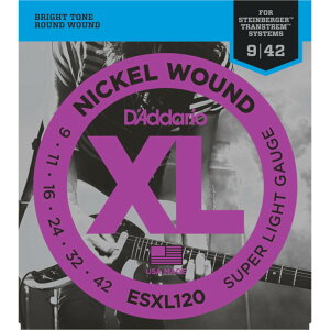 D'Addario XL NICKEL ESXL120 .009-.042 Super Light/Double Ball End ニッケル弦 エレキギター弦