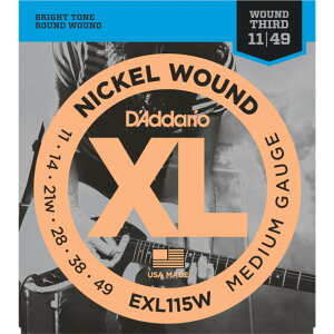 D'Addario XL NICKEL EXL115W .011-.049 Blues/Jazz Rock/Wound 3rd ニッケル弦 エレキギター弦