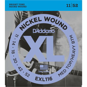 D'Addario XL NICKEL EXL116 .011-.052 Medium Top/Heavy Bottom ニッケル弦 エレキギター弦