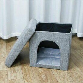 ペットハウス 収納スツール ペットベッド 猫 ハウス 犬小屋 キャットハウス 折りたたみ 通気性 防寒 小型犬 猫換気 洗え 寝袋 暖かい