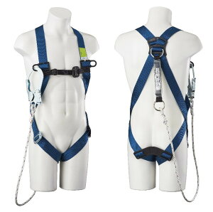 フルハーネス型 WORKERs Hamess(ワーカーズハーネス) WKSN-10B-HB型 1個 フルハーネス本体+タイプ1ランヤード シンプルな構造の軽量タイプ 簡単な調整で身体にフィット、ランヤード付きですぐに