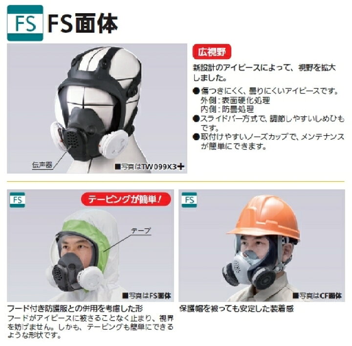 楽天市場】重松製作所 防じん(防塵)防毒兼用マスク TW099 1個 面体のみ 