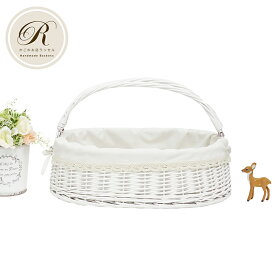 品番9020 　浅型 ハンドルが倒せる 布カバー付き かごバスケット【かごのお店ラッセルRakuten】