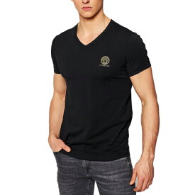 8 VERSACE ヴェルサーチ AUU01004 A232741 ブラック メデューサ Vネック 半袖 Tシャツ