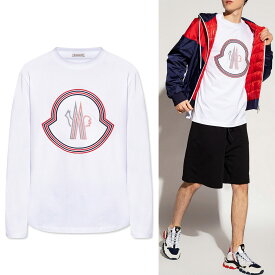 27 MONCLER モンクレール 8D00005 8390T ホワイト クルーネック 長袖 Tシャツ カットソー