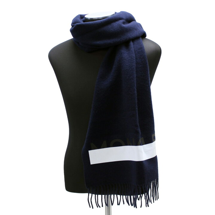 楽天市場】134 MONCLER モンクレール SCIARPA ネイビー カシミヤ混合 