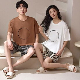 カップル ペア 結婚祝い パジャマ 半袖 夏 男女2着 ペア パジャマ セット 春夏 レディース メンズ ルームウェア パジャマ ペアパジャマ