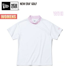 ニューエラ ゴルフ 紺野ゆり レディース Tシャツ NEW ERA GOLF WOMEN'S 半袖 ミッドネック Tシャツ コラボ 刺繍ロゴ 吸汗 速乾 抗菌 UVカット ワンポイント ゴルフウェア ホワイト ピンク 13526859 13526860 2023 春夏 SS 正規品