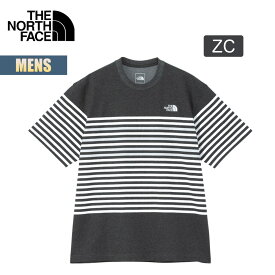 【楽天スーパーセール対象商品】ノースフェイス Tシャツ メンズ ショートスリーブパネルボーダーティー THE NORTH FACE S/S PANEL BORDER TEE 半袖 速乾 ニット生地 紫外線カット UVケア ワンポイント 刺繍ロゴ コットン カジュアル NT32406 2024 春夏 SS 正規品