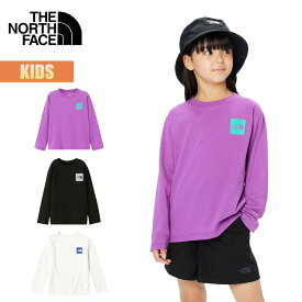 ノースフェイス Tシャツ キッズ 長袖 THE NORTH FACE ロングスリーブスモールスクエアロゴティー Kids L/S Small Square Logo Tee 子供 女の子 男の子 紫外線 UVカット ニット生地 プリントロゴ 140 150 NTJ32357 2024 春夏 SS 正規品