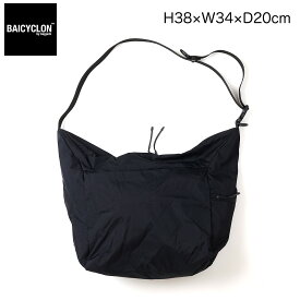 【お買い物マラソンP10倍】ショルダーバッグ バイシクロンバイバッグジャック SHOULDER BAG BAICYCLON By Bagjack 撥水 革ネーム ブランドロゴ ワンポイント ファスナーポケット 肩掛け 斜めがけ 80Dコーデュラナイロン Black2 シンプル 2024 春夏 SS 正規品