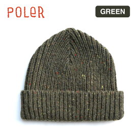 【6月1日限定P20倍】ポーラー ニット帽 POLER MIX TWEED BEANIE ミックス ツイード ビーニー ユニセックス 二つ折り ネイビー カーキ グリーン イエロー カジュアル アウトドア シンプル 無地 POLeR 2023 FW AW 秋冬 正規品